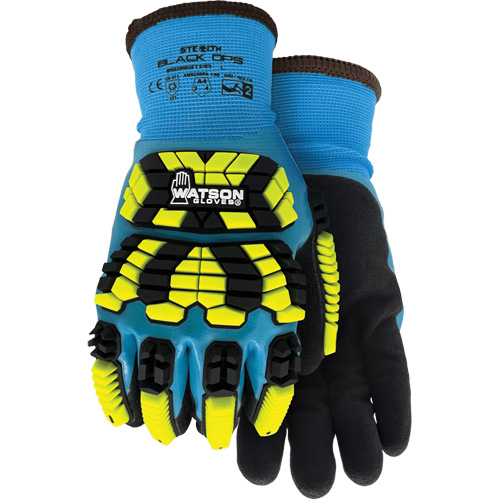 Gants d'hiver antichocs 9393TPR Stealth Black Ops, Petit, Paume en Mousse de latex, Poignet Poignet en tricot Cam Industrial