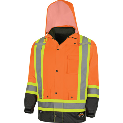 Parka de s&eacute;curit&eacute; d'hiver imperm&eacute;able 7-en-1 5056 Pioneer Yukon, Polyester, Noir/Orange haute visibilit&eacute;, T-petit Cam Industrial