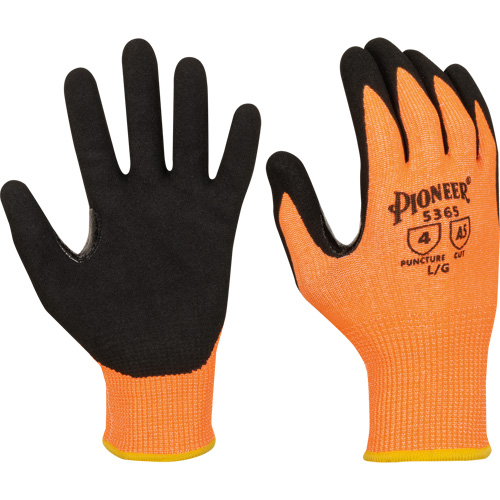 Gants r&eacute;sistants &agrave; la coupe compatibles avec les &eacute;crans tactiles, Taille Petit, Calibre 13, Rev&ecirc;tement Nitrile, Enveloppe en Polyester/PEHP, ASTM ANSI niveau A5 Cam Industrial