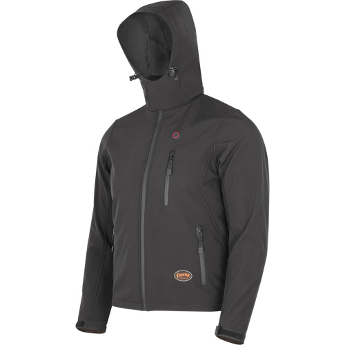 Heated Soft-Shell Jacket, Men's, Small, Black Cam Industrial