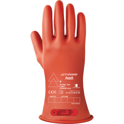 ActivArmr&reg; RIG R011RUL Ultra-Lightweight Electrical Insulated Gloves, ASTM Class 0, Size 8, 11" L Cam Industrial