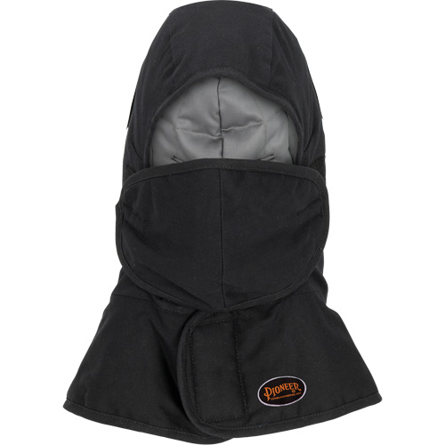 Doublure matelass&eacute;e ignifug&eacute;e Pioneer 765A pour casque de s&eacute;curit&eacute; avec un long cou et embout buccal amovible, Noir/Gris, Coton/FR-Tech/Modacrylique/Nylon Cam Industrial