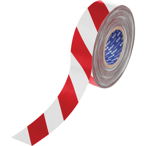 Ruban de marquage pour plancher ToughStripe Max, 2" x 100', Polyester, Rouge et blanc Cam Industrial