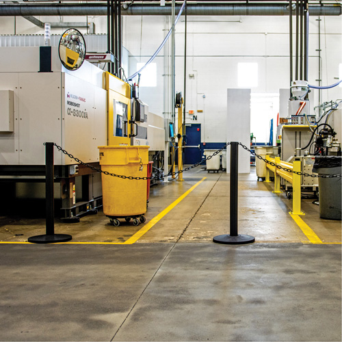 Industrial Stanchion Kit with Plastic Chain, 37" High, Yellow Cam Industrial