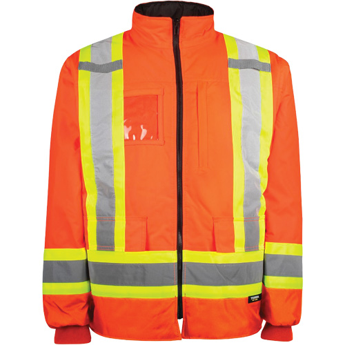 Manteau haute visibilit&eacute; 7-en-1, Polyester, Orange haute visibilit&eacute;, 4T-Grand Cam Industrial
