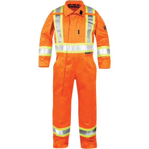 High-Visibility Fire-Resistant Coveralls, Size 4X-Large, Orange Cam Industrial