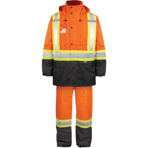 High-Visibility 150-Deniers Rain Suit, Polyester, 3X-Large, High Visibility Orange Cam Industrial