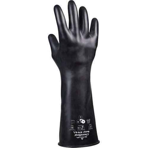 Gants r&eacute;sistants &agrave; l'acide 879, Taille Grand/9, 14" lo, Caoutchouc butyle, 28 mils Cam Industrial