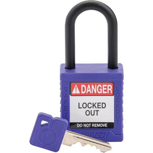 Velocity Safety Lockout Padlock, Safety Padlock, Keyed Different, Nylon, 1-1/2" Width Cam Industrial