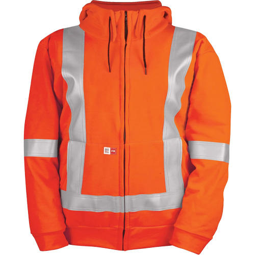 High-Visibility Wind Resistant Zip-Front Sweatshirt with DetachableHood, Men's, 3X-Large, High Visibility Orange, 27.7 cal/cm² Cam Industrial