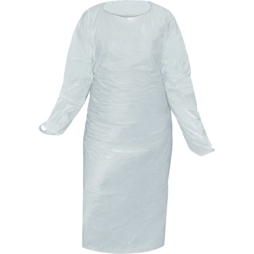 CoverMe Gown with Thumbholes, One Size, White, Polyethylene Cam Industrial