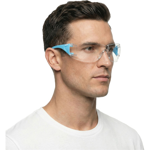 Adapt Lite Blue/White Safety Glasses, Clear Lens, Anti-Fog/Anti-Scratch, ANSI Z87+/Meets/Exceeds CSA Z94.3 Cam Industrial
