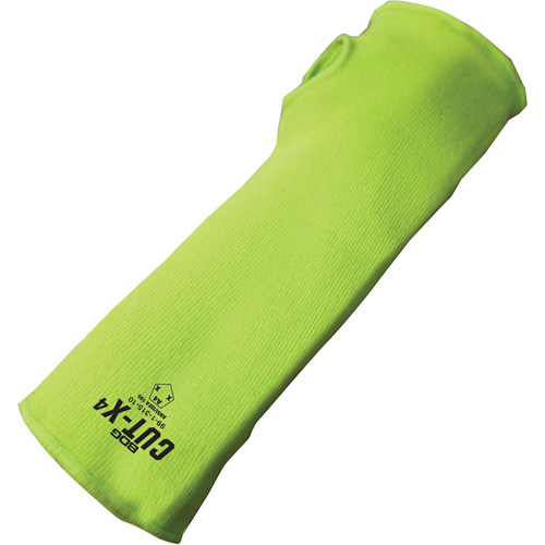 Manchette r&eacute;sistante &agrave; la coupe avec ouverture pour le pouce Cut-X, Fibre de verre/Poly&eacute;thyl&egrave;ne, 14", ASTM ANSI niveau A4, Lime haute visibilit&eacute; Cam Industrial