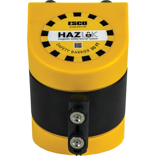 Syst&egrave;me de barri&egrave;re de s&eacute;curit&eacute; HAZLOK, Plastique, Fixation magn&eacute;tique, 30', Ruban Noir et jaune Cam Industrial