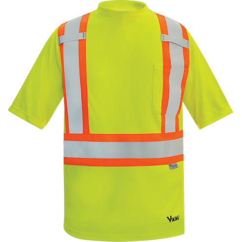 T-shirt de s&eacute;curit&eacute; doubl&eacute; de bambou Viking, Polyester, Grand, Jaune lime haute visibilit&eacute; Cam Industrial