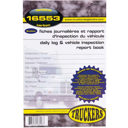 Bilingual Daily Log & Vehicle Inspection Report Book Cam Industrial