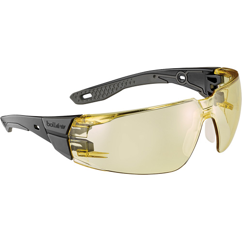 RUSH+ 2.0 M/L Safety Glasses with Black & Grey Frame, Amber Lens, Anti-Fog/Anti-Scratch, ANSI Z87+ Cam Industrial