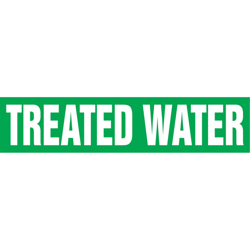Marqueurs de tuyau "Tower Water Return", Autocollant, 4" h x 24" la, Blanc/vert Cam Industrial