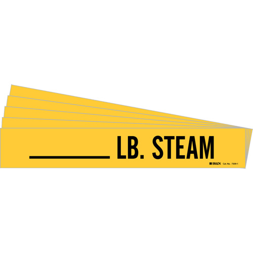 Marqueurs de tuyau LB. Steam, Autocollant, 2-1/4" h x 2-3/4" la, Noir sur jaune Cam Industrial