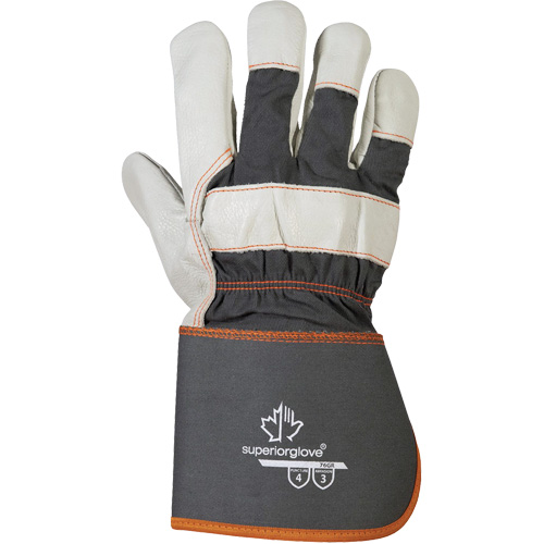 Endura&reg; Fitters Work Gloves, One Size, Grain Cowhide Palm, Cotton Inner Lining Cam Industrial