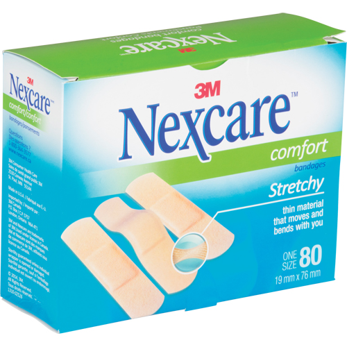 Bandages confortables Nexcare, Rectangulaire/carr&eacute;e, 3", Tissu, St&eacute;rile Cam Industrial