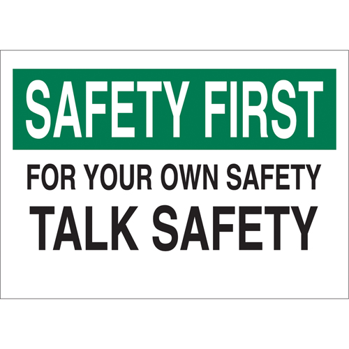 Enseigne  Talk Safety , 10" x 14", Aluminium, Anglais Cam Industrial