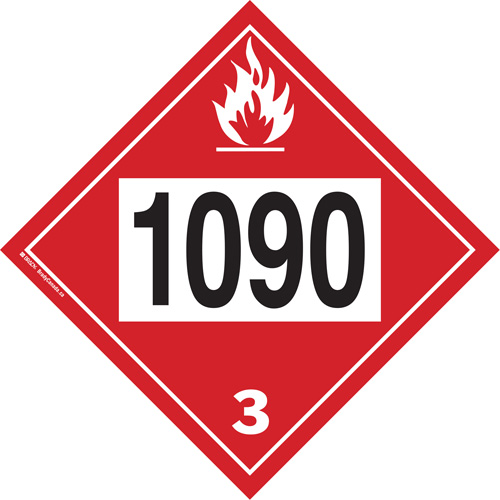 Plaque-&eacute;tiquette TMD 1090 pour liquide inflammable ac&eacute;tone, Plastique Cam Industrial