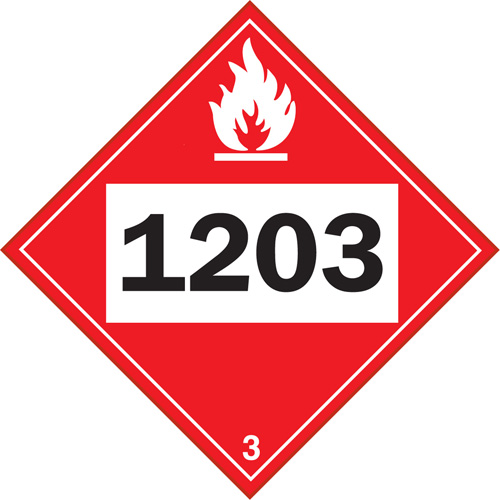 Plaque-&eacute;tiquette TMD 1203 pour liquide inflammable essence & essence-alcohol, Vinyle adh&eacute;sif Cam Industrial