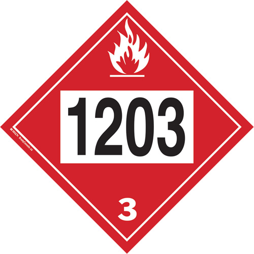 Plaque-&eacute;tiquette TMD 1203 pour liquide inflammable essence & essence-alcohol, Plastique Cam Industrial