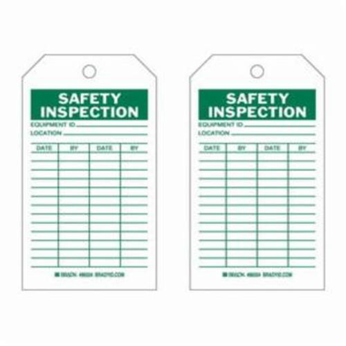 Safety Inspection Tags, Polyester, 4" W x 7" H, English Cam Industrial