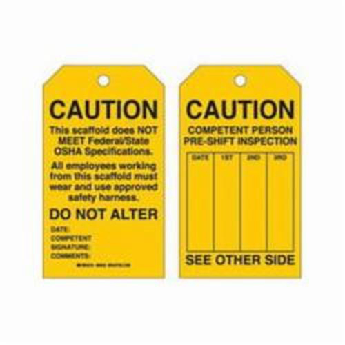 Scaffold Safety Tags, Polyester, 4" W x 7" H, English Cam Industrial