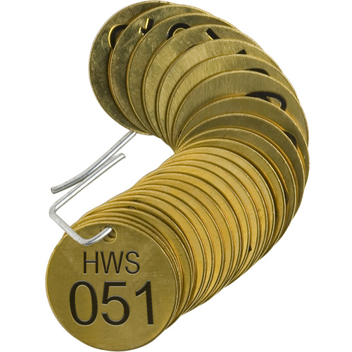 &eacute;tiquettes num&eacute;rot&eacute;es pour vannes HWS, # 051-075, Laiton, 1,5" dia. Cam Industrial