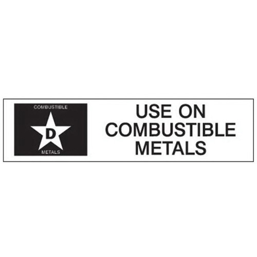 "D: Use on Combustible Metals" Fire Extinguisher Label Cam Industrial