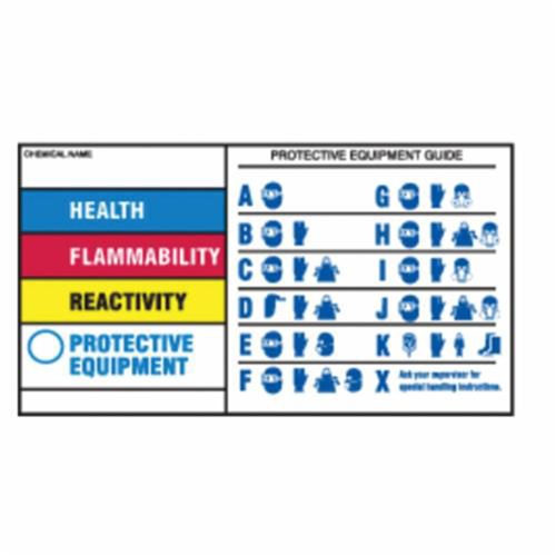 Protective Equipment Labels, Polyester, Sheet, 7" L x 4" W Cam Industrial