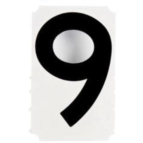 Quick-Align&reg; Individual Gothic Number and Letter Labels, 9, 4" H, Black Cam Industrial