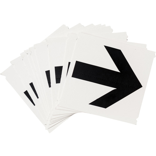 Quick-Align&reg; Individual Gothic Number and Letter Labels, Arrow Symbol, 4" H, Black Cam Industrial