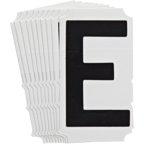 Quick-Align&reg; Individual Gothic Number and Letter Labels, E, 4" H, Black Cam Industrial