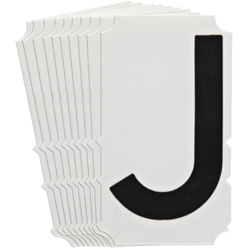Quick-Align&reg;Individual Gothic Number and Letter Labels, J, 4" H, Black Cam Industrial