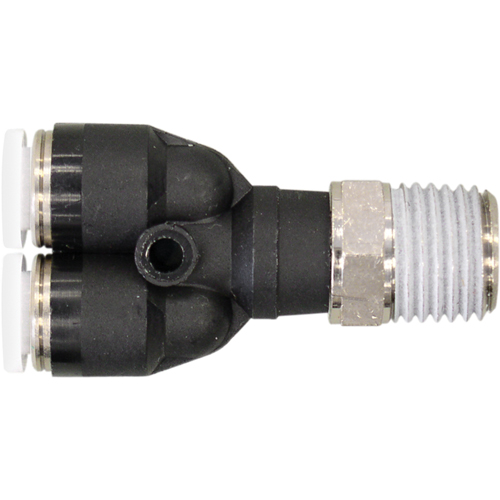 Topfit Male Threaded Y-Connector Fitting, 1/4" Dia, Polymer Cam Industrial