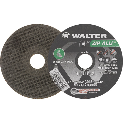 Zip Alu Cut-Off Wheel, 4-1/2" x 3/64", 7/8" Arbor, Type 1, Aluminum Oxide, 13300 RPM Cam Industrial
