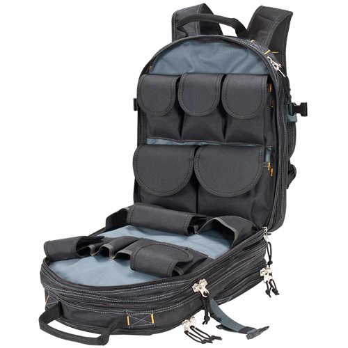 Sacs &agrave; dos pour outils &agrave; 75 pochettes, 13" lo x 17-1/2" la, Noir, Nylon Cam Industrial