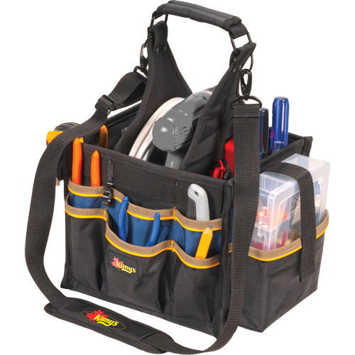 Large Electrical & Maintenance Tool Carrier, Polyester, 23 Pockets, Black Cam Industrial