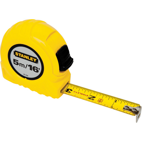 Tape Measure, 3/4" x 16'/5 m, Imperial & Metric Graduations Cam Industrial