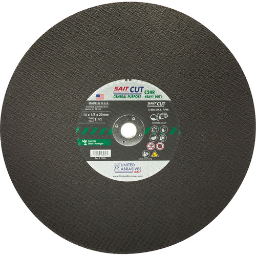 C24R Concrete High Speed Cut-Off Wheel, 12" x 1/8", 25/32" Arbor, Type 1, Silicon Carbide, 6300 RPM Cam Industrial