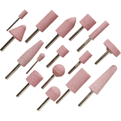 Meules vitrifi&eacute;es mont&eacute;es sur tige A60R, A12, Oxyde d'aluminium, 11/16" dia., 1-1/4" lo, 60 Grain Cam Industrial