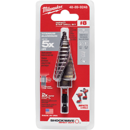 Foret &eacute;tag&eacute; #8 Shockwave Impact Duty, 1/2" - 1", Incr&eacute;ments de 1/16", Titane Cam Industrial
