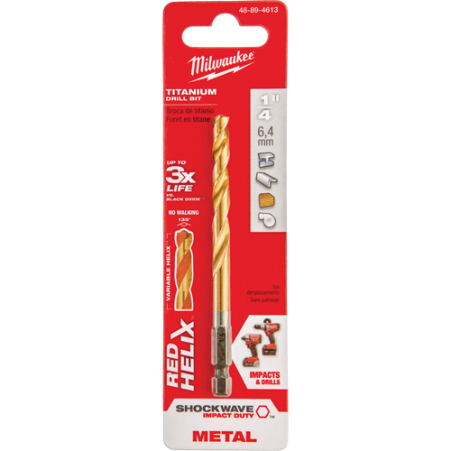 Foret Shockwave, 1/4", Titane, Cannelure 2-15/32", Pointe de 135° Cam Industrial