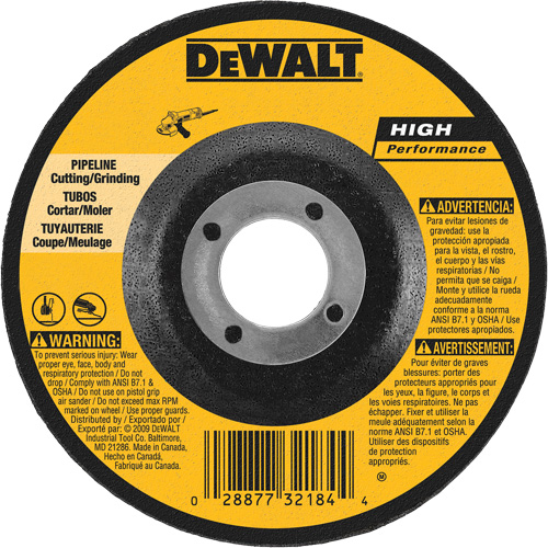 High Performance Pipeline Wheel, 5" x 1/8", 7/8" Arbor, Aluminum Oxide, Type 27 Cam Industrial