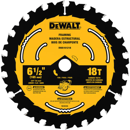 Framing Circular Saw Blade, 6-1/2", 18 Teeth, Wood Use Cam Industrial