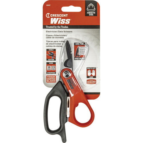 Electrician's Data Shears, 6", Rings Handle Cam Industrial